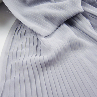 手工服装布料银灰色风琴，百褶压皱雪纺半身，长裙连衣裙面料0.5排褶