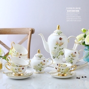 白玫瑰英式下午茶杯套装欧式骨瓷咖啡杯套装花茶具套装带架礼盒装