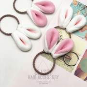 原创设计毛绒兔耳朵发圈，可爱卖萌头绳，甜美弹力皮筋发绳发饰
