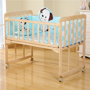 萌宝乐新生儿实木无漆婴儿床环保，bb宝宝床摇篮床可变书桌可拼大床