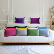 纯色天鹅绒抱枕靠垫欧式沙发长方形靠枕床头枕头大靠背套定制