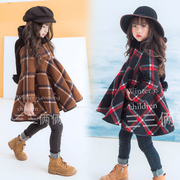 童装女童呢子外套冬装韩版时尚毛呢大衣儿童带帽外套