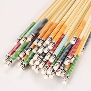天然竹筷子 日式五色印花筷 熊猫竹质环保家用酒店便携餐具卡通筷