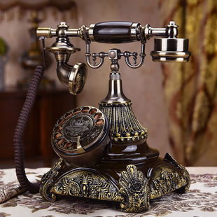 旋转盘复古电话座机美式时尚创意电话机古典欧式仿古无线插卡电话