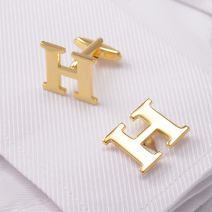 帝仕缘法式衬衫袖扣 26英文字母A-Z金色袖口袖钉纽扣 男女士衬衣