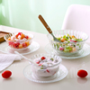 创意玻璃碗饭碗汤碗碟子家用透明米饭甜品，小碗沙拉碗餐具碗碟套装