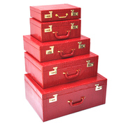 结婚皮箱红箱子结婚箱子，结婚陪嫁箱手提密码箱，嫁妆箱官箱红色箱子