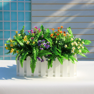 仿真假花植物波斯叶盆栽塑料栅栏花套装室外摆设件加宽加高款