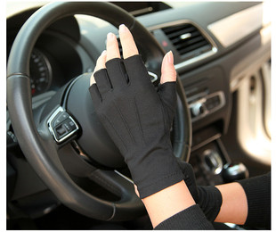elma夏防晒(夏防晒)手套，男女通用薄款吸汗透气防滑开车户外钓鱼半指手套