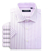 雅戈尔男士商务条纹免熨衬衣夏季免烫短袖衬衫SNP13211