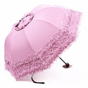 韩版太阳伞防晒防紫外线雨伞女晴雨两用折叠黑胶蕾丝公主遮阳洋伞