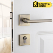 台湾依佰利青古铜门锁美式室内方形，门把手简欧式卧室金色静音门锁