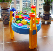 儿童室内外沙水桌玩沙戏水沙滩，玩具套装桌，组合带遮阳伞沙漏水风车