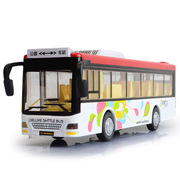 仿真合金开门公交车模型儿童玩具巴士车回力客车宝宝大巴车玩具