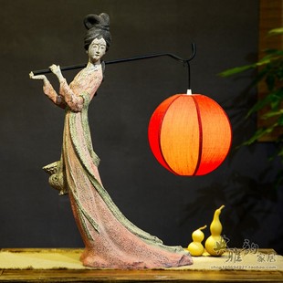 中式客厅卧室家居树脂工艺摆件灯具现代简约大仕女落地灯梦萦红楼
