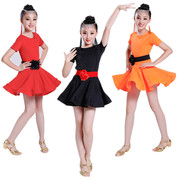 六一儿童拉丁舞服装，练功服女童夏季短袖连体，裙比赛舞蹈演出服