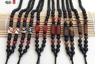 手工编织红玛瑙缠丝玛瑙玉珠项链，绳长款毛衣链，吊坠玉石挂绳链子