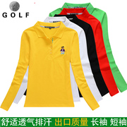 韩版高尔夫长袖t恤女服装春秋装t恤polo衫golf球服球衣比赛服纯棉