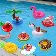 宠物游泳圈火烈鸟水上漂浮杯座玩具独角兽充气杯垫拍照背景道具