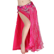 肚皮舞裙子双侧开叉印度舞，表演裙色丁，裙网纱布闪光舞蹈演出裙