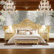 意大利家具欧式实木双人床奢华别墅雕花卧室布艺公主床1.8米婚床