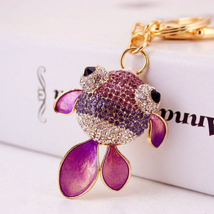 韩国创意可爱水钻彩钻金鱼汽车钥匙扣女包挂件闺蜜钥匙链饰品