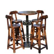实木酒吧桌椅套件户外休闲餐厅桌椅咖啡铁艺高脚桌椅组合