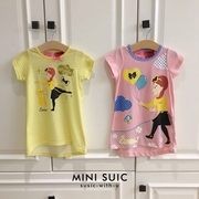 不退换3-5岁粉色气球黄色条纹舞鞋印花卡通女孩居家连衣裙