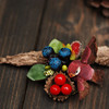 森林系森女手工红色果子鸟巢，绝版小鸟蓝莓，浆果发夹发饰胸针