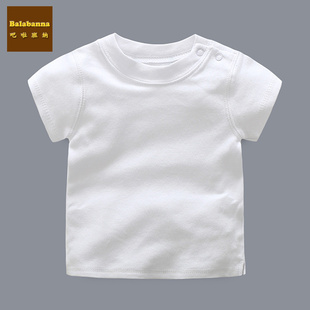新生婴儿纯棉白色短袖，t恤0-3-6-9个月男女宝宝，夏季短袖满月百