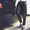 韩国修身黑色小脚西裤男个性显瘦发型师西装裤潮小西裤男明星同款