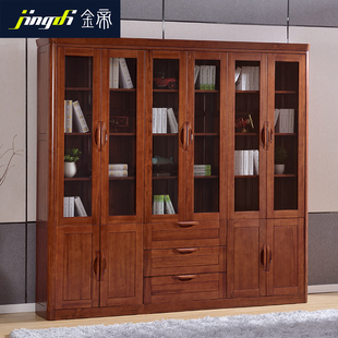 上海金帝柚木实木家具，中式美式欧式纯柚木书柜六门