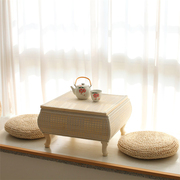 竹编创意欧式简约榻榻米茶几，小炕桌飘窗矮桌椅，地台小桌子组合方桌