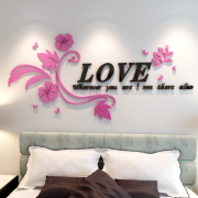LOVE爱情花瓣亚克力3d立体卧室温馨床头墙贴画客厅玄关背景墙壁画