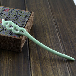 青歌 景德镇陶瓷手工制品 手捏花朵发簪 发夹 瓷