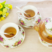 定制整套英式玫瑰花茶壶玻璃茶具套装陶瓷过滤内胆带加热底座泡茶