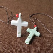 十字架口哨手工特色，可吹响陶瓷口哨，项链项坠情侣小饰品