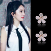 925纯银耳钉花瓣耳环韩国时尚气质耳扣可爱五叶花朵百搭原创