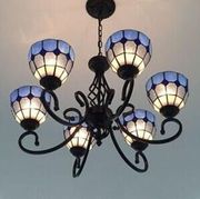 欧式地中海风格创意多头吊灯，彩色玻璃艺术，餐厅客厅卧室灯饰灯具