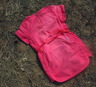 短袖连衣裙西瓜红色外贸女童，连衣裙五星图案贴布2-14岁