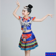 六一儿童苗族舞蹈服饰演出服女童少数民族土家族壮族瑶族表演服装