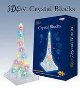 3d立体水晶拼图创意diy益智玩具，艾菲尔铁塔发光拼图儿童益智