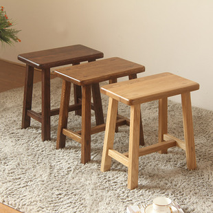 hg白橡木(白橡木)凳子实木板凳大方凳木头，原木长方形家用木质四方凳
