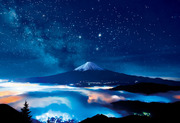 beverly日本进口风景拼图，星空下富士山300片夜光600片玩具