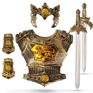 儿童玩具罗马勇士盔甲铠甲可穿兵器盾牌仿真武士武器斧子面具