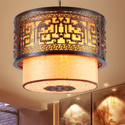 中式古典吊灯圆形客厅餐厅羊皮灯，书房卧室中式灯仿古茶楼灯具木艺