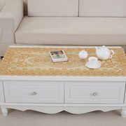 烫金欧式茶几垫客厅防水防烫PVC塑料长方形镂空桌垫现代简约桌布
